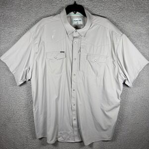 Poncho Shirt Mens 2XL Gray Regular Fit Pearl Snap Western Short Sleeve Fishing